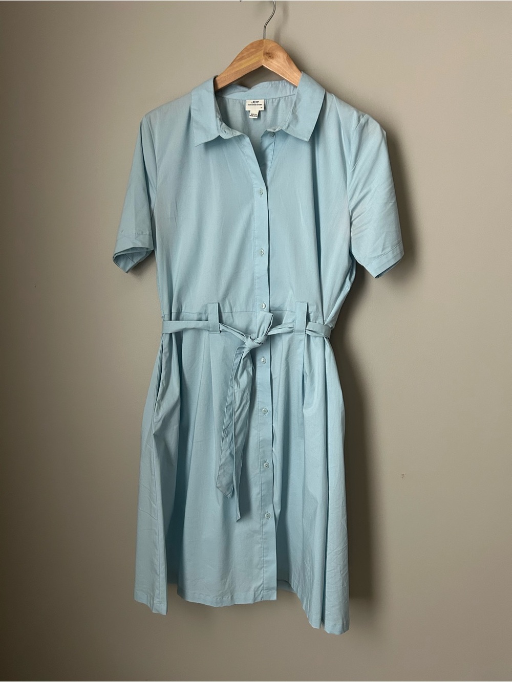 JDY Millie Blue Button Front Shirt Dress Size 38 / US 6 Belted